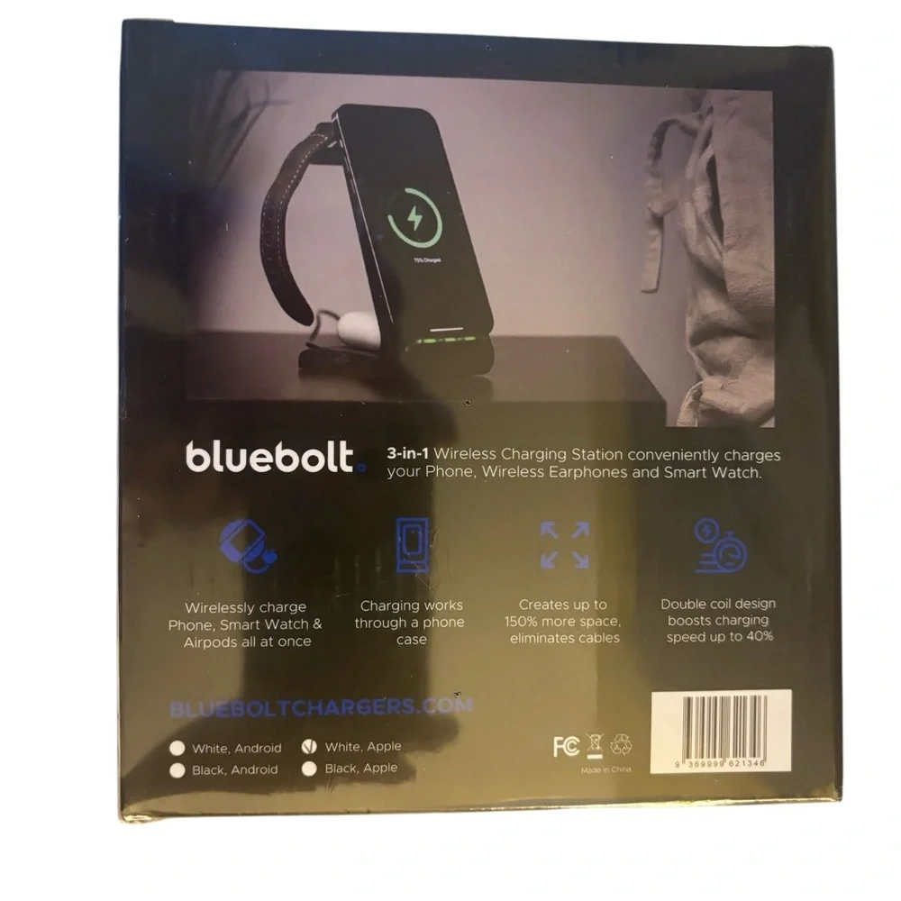 Bluebolt Home 3 in 1 Wireless Charging Station All in one white NIB